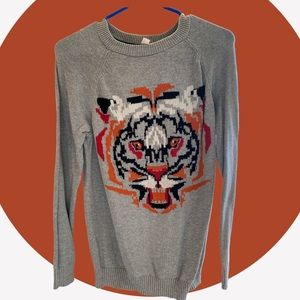 Grey Tiger Pullover Sweater